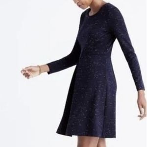 Madewell Dress Long Sleeve Stretchy Gia Marled Concept Navy Blue E6044 size 4